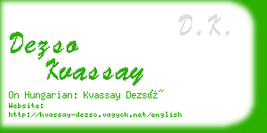 dezso kvassay business card